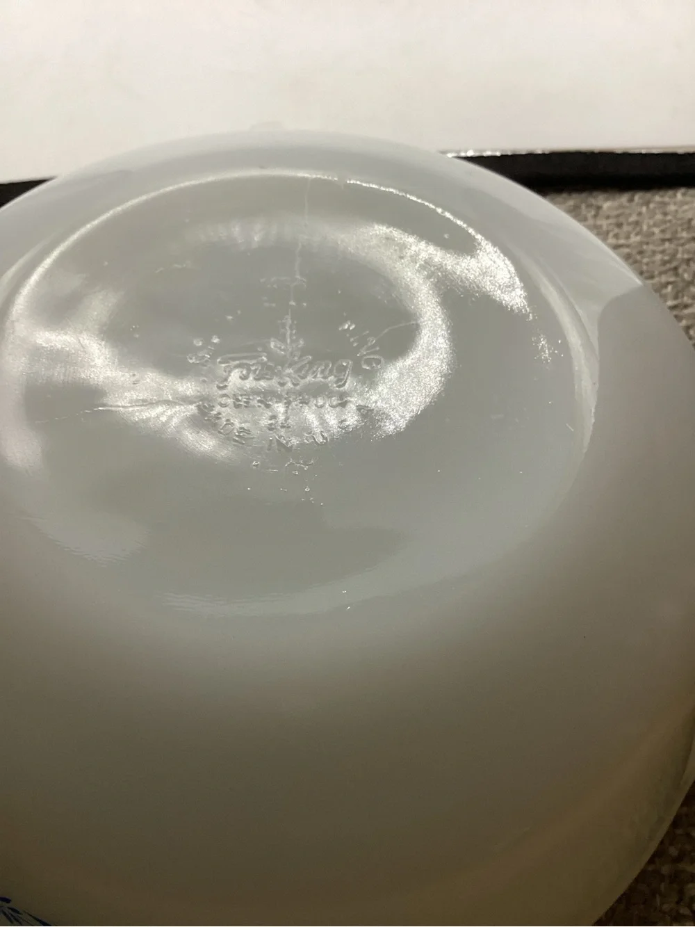vintage Anchor Hocking Fire-King milk glass casserole dish cornflower design